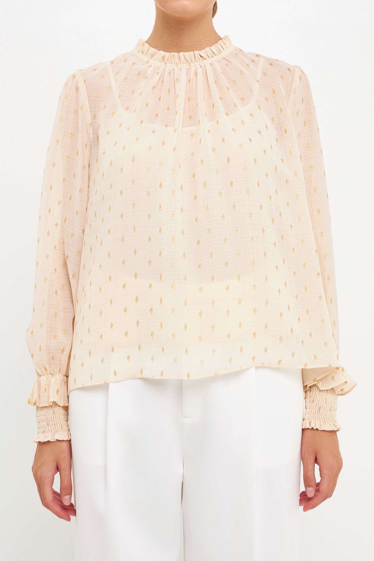 ENDLESS ROSE - Endless Rose - Gold Foil Polka Dot Blouse - SHIRTS & BLOUSES available at Objectrare