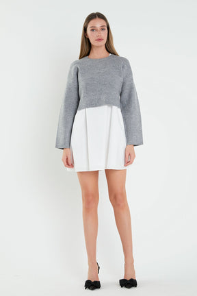 ENGLISH FACTORY - Sweater with Poplin Mini Dress - DRESSES available at Objectrare
