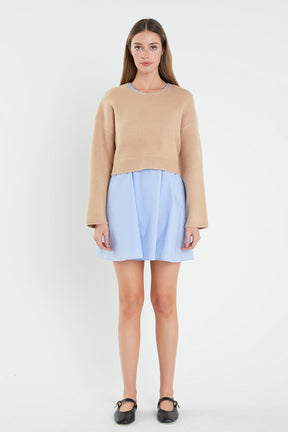 ENGLISH FACTORY - Sweater with Poplin Mini Dress - DRESSES available at Objectrare