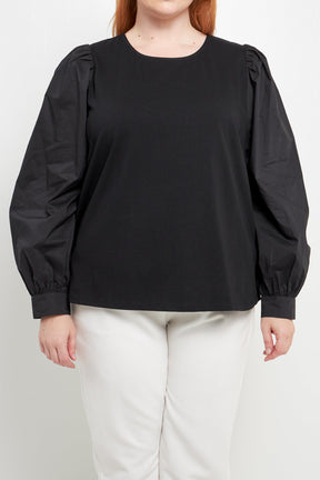 ENGLISH FACTORY - Mixed Media Puff Long Sleeve Top - TOPS available at Objectrare