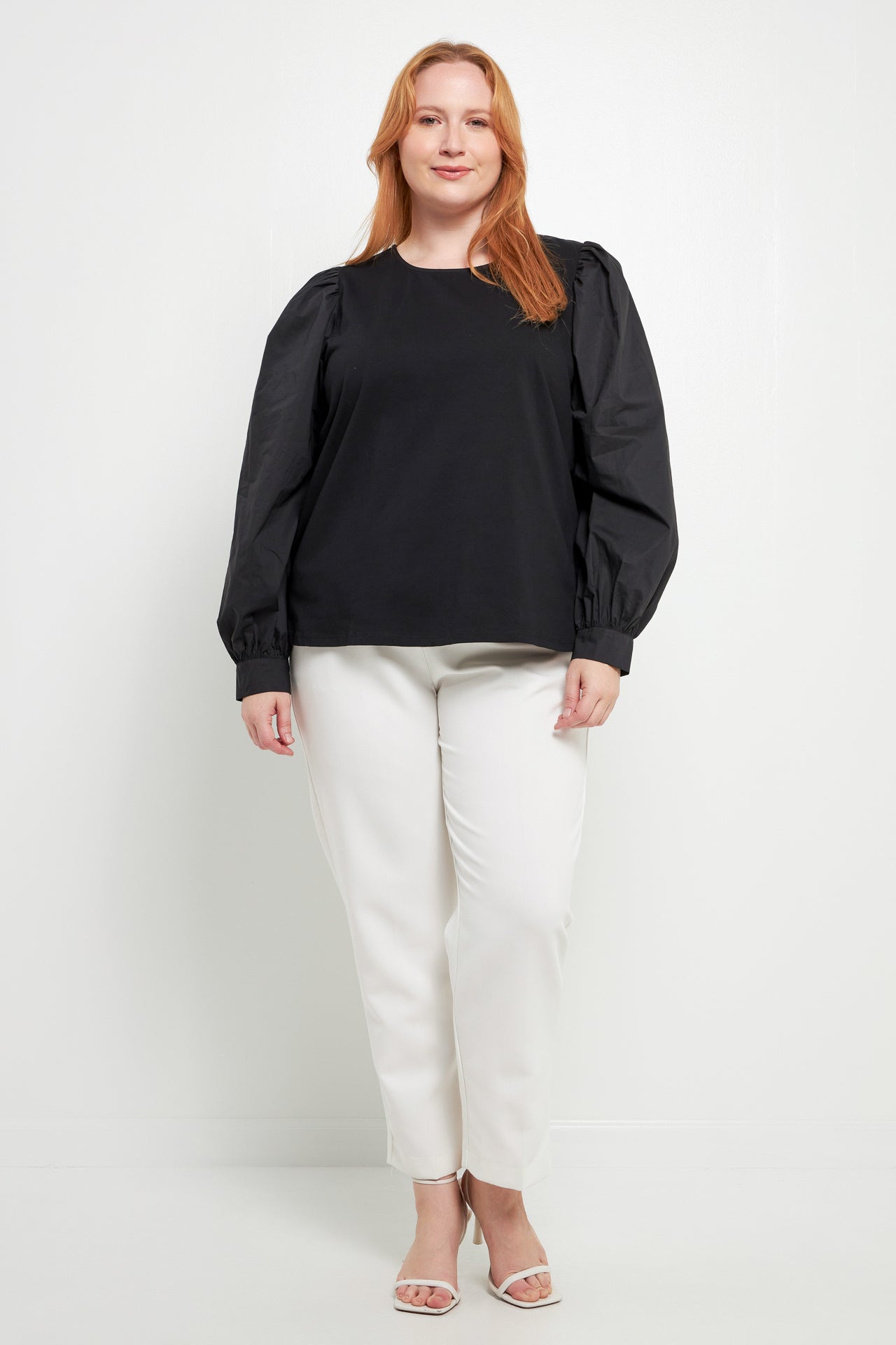 ENGLISH FACTORY - Mixed Media Puff Long Sleeve Top - TOPS available at Objectrare