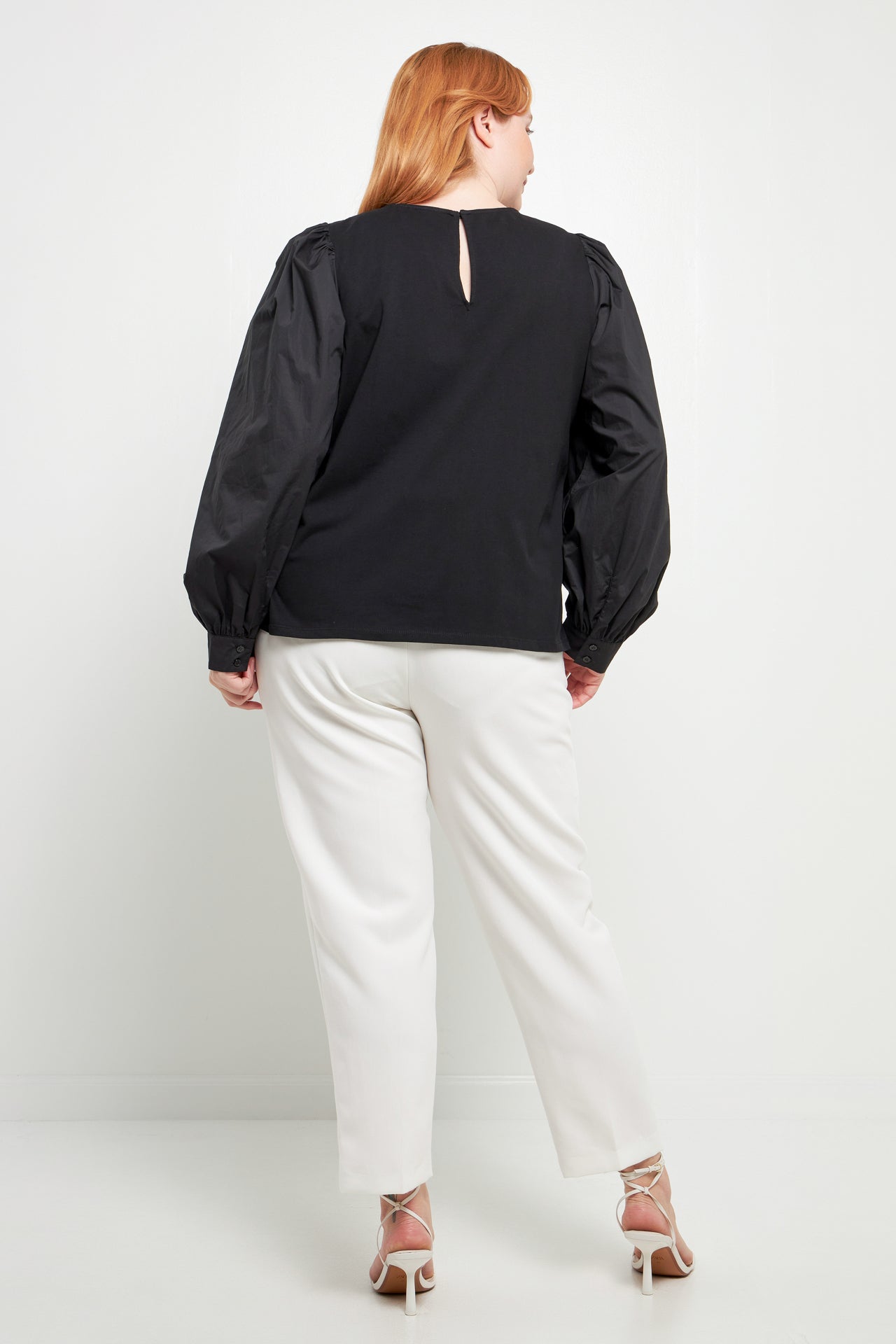 ENGLISH FACTORY - Mixed Media Puff Long Sleeve Top - TOPS available at Objectrare