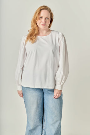 ENGLISH FACTORY - Mixed Media Puff Long Sleeve Top - TOPS available at Objectrare