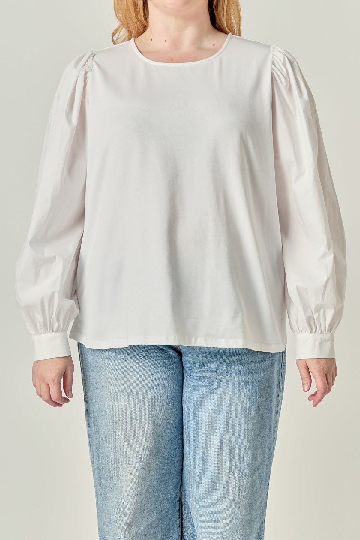 ENGLISH FACTORY - Mixed Media Puff Long Sleeve Top - TOPS available at Objectrare