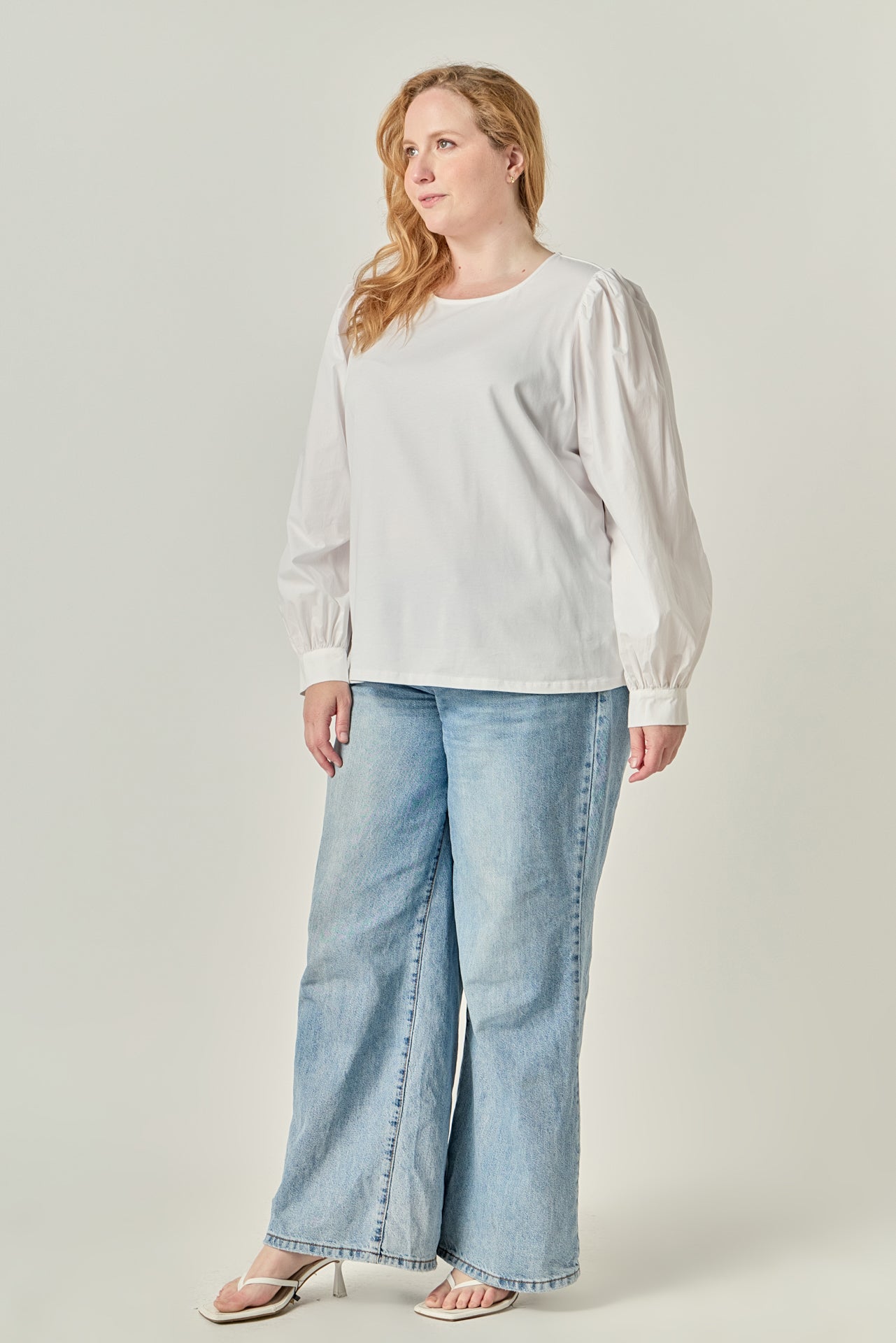 ENGLISH FACTORY - Mixed Media Puff Long Sleeve Top - TOPS available at Objectrare
