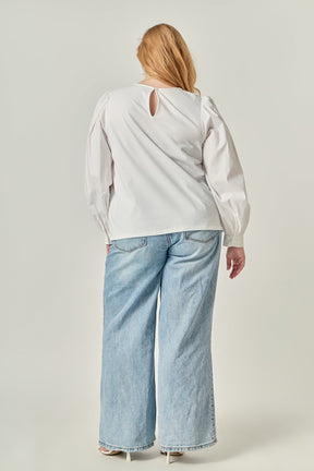 ENGLISH FACTORY - Mixed Media Puff Long Sleeve Top - TOPS available at Objectrare