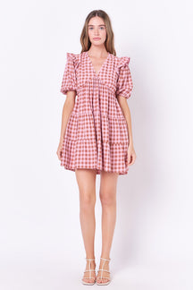 ENGLISH FACTORY - English Factory - Rickrack Trim Edge Check Mini Dress - DRESSES available at Objectrare