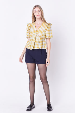 ENGLISH FACTORY - Rickrack Trim Edge Check Top - TOPS available at Objectrare