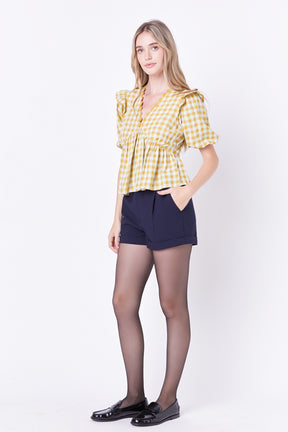 ENGLISH FACTORY - Rickrack Trim Edge Check Top - TOPS available at Objectrare