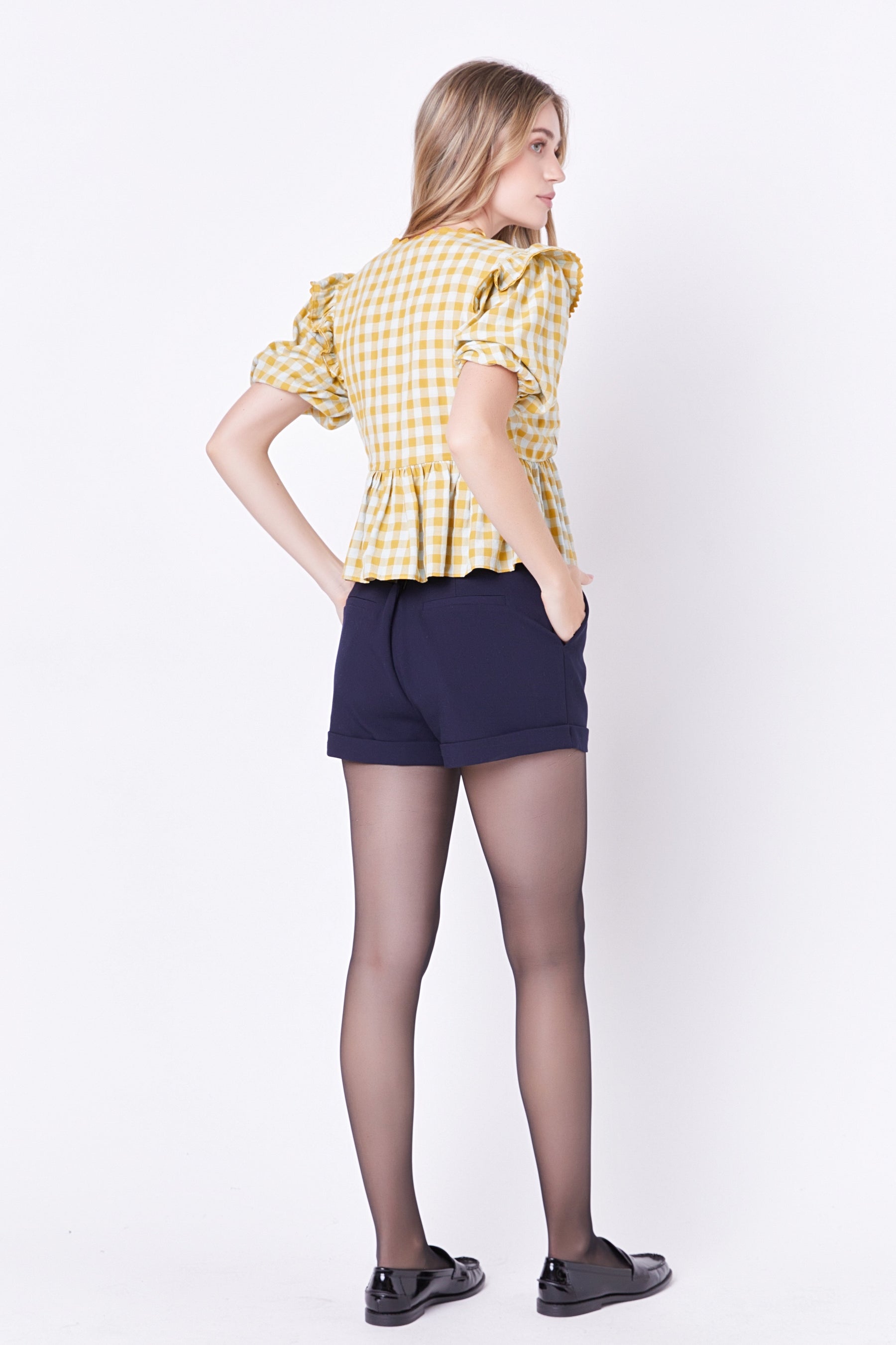 ENGLISH FACTORY - Rickrack Trim Edge Check Top - TOPS available at Objectrare