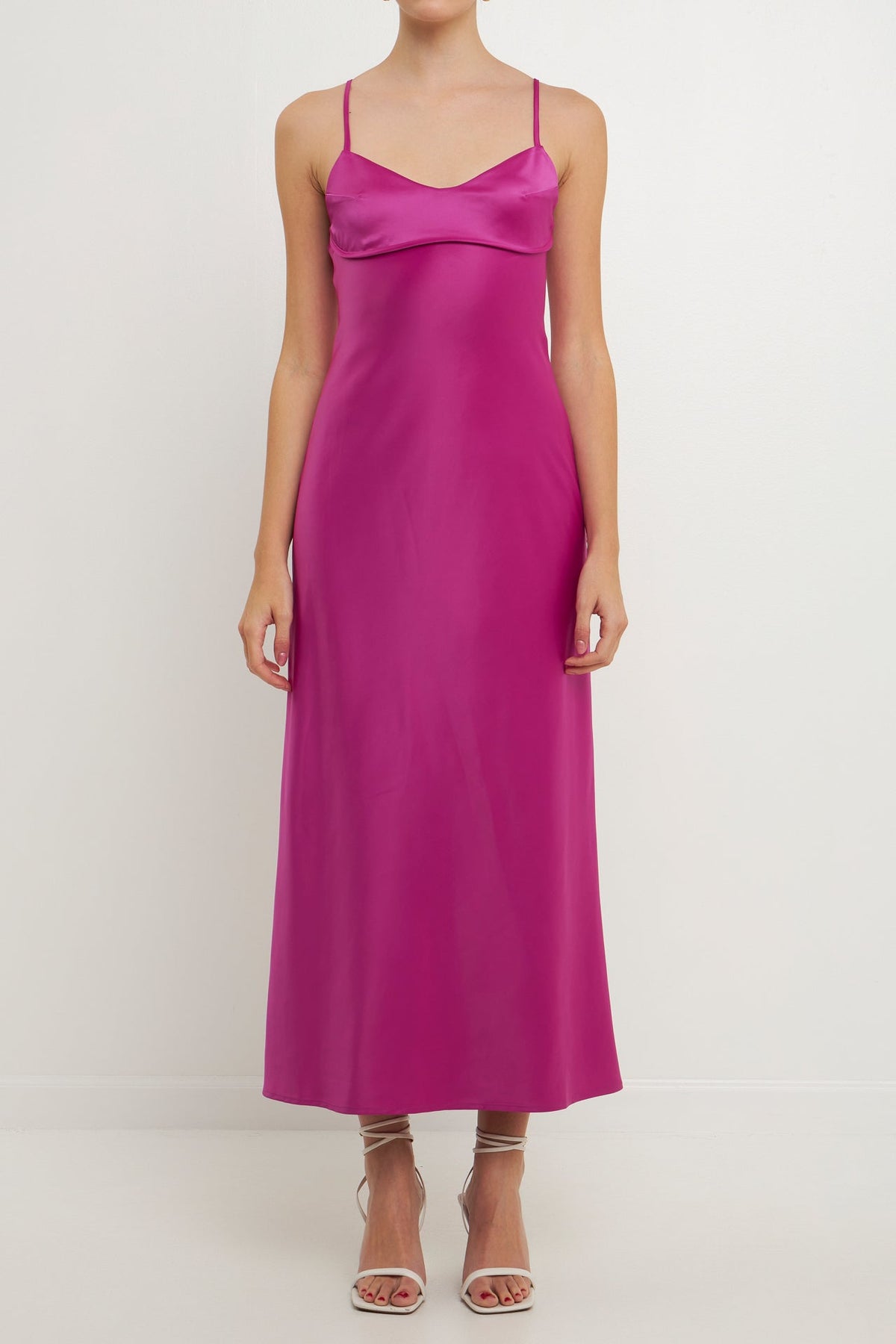 ENDLESS ROSE - Satin Cut-Out Maxi Dress - DRESSES available at Objectrare