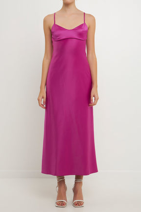 ENDLESS ROSE - Endless Rose - Satin Cut-Out Maxi Dress - DRESSES available at Objectrare