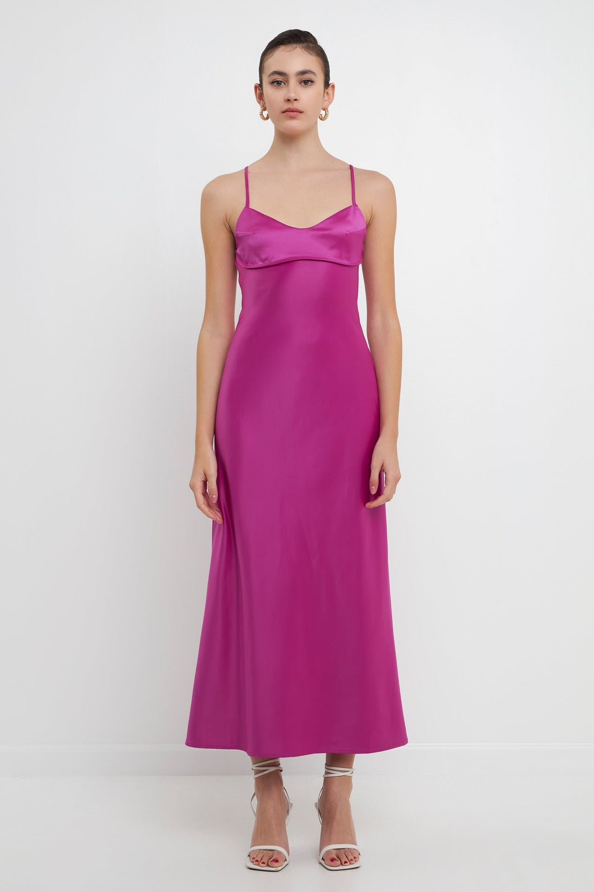 ENDLESS ROSE - Satin Cut-Out Maxi Dress - DRESSES available at Objectrare