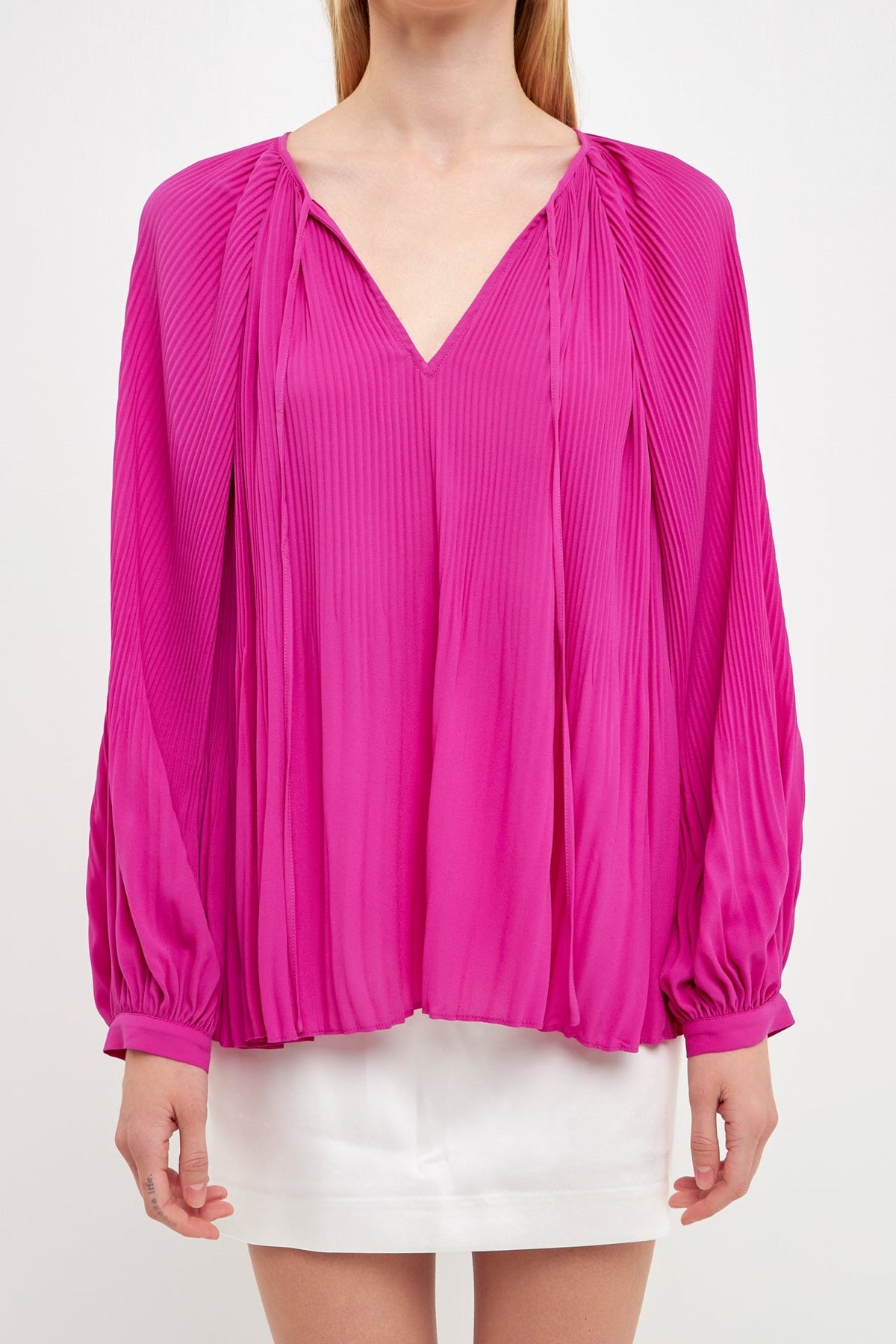 ENDLESS ROSE - Pleated Chiffon Blouse - SHIRTS & BLOUSES available at Objectrare