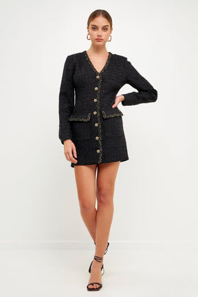 ENDLESS ROSE - Test Trim Detail Tweed Dress - DRESSES available at Objectrare