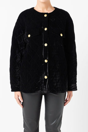 ENDLESS ROSE - Premium Oversized Quilted Velvet Jacket - JACKETS available at Objectrare