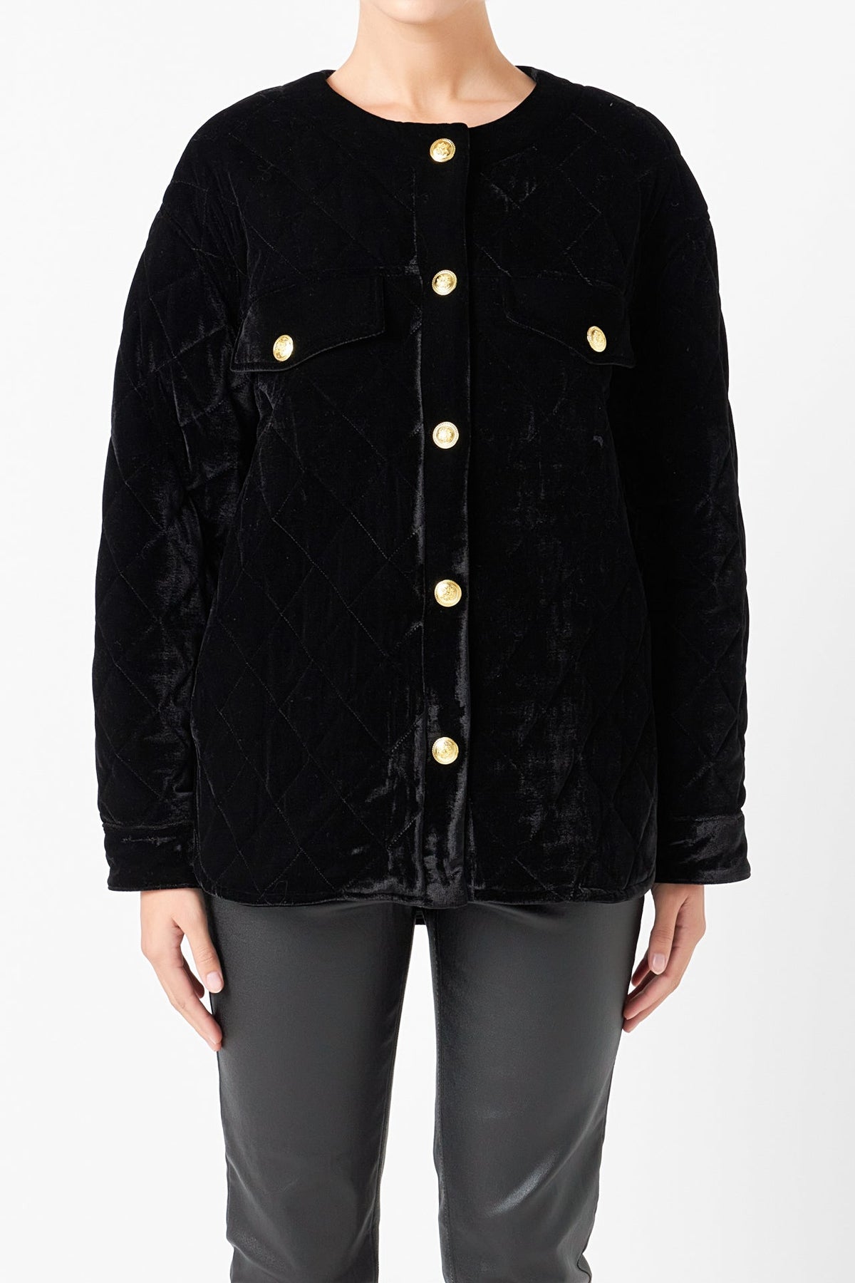 ENDLESS ROSE - Premium Oversized Quilted Velvet Jacket - JACKETS available at Objectrare