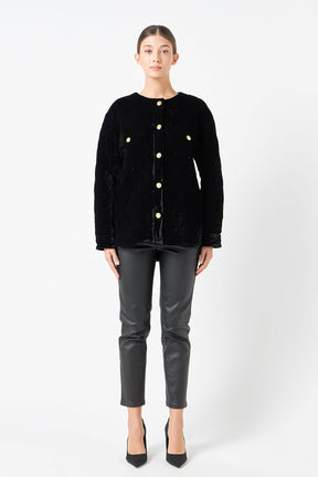 ENDLESS ROSE - Premium Oversized Quilted Velvet Jacket - JACKETS available at Objectrare