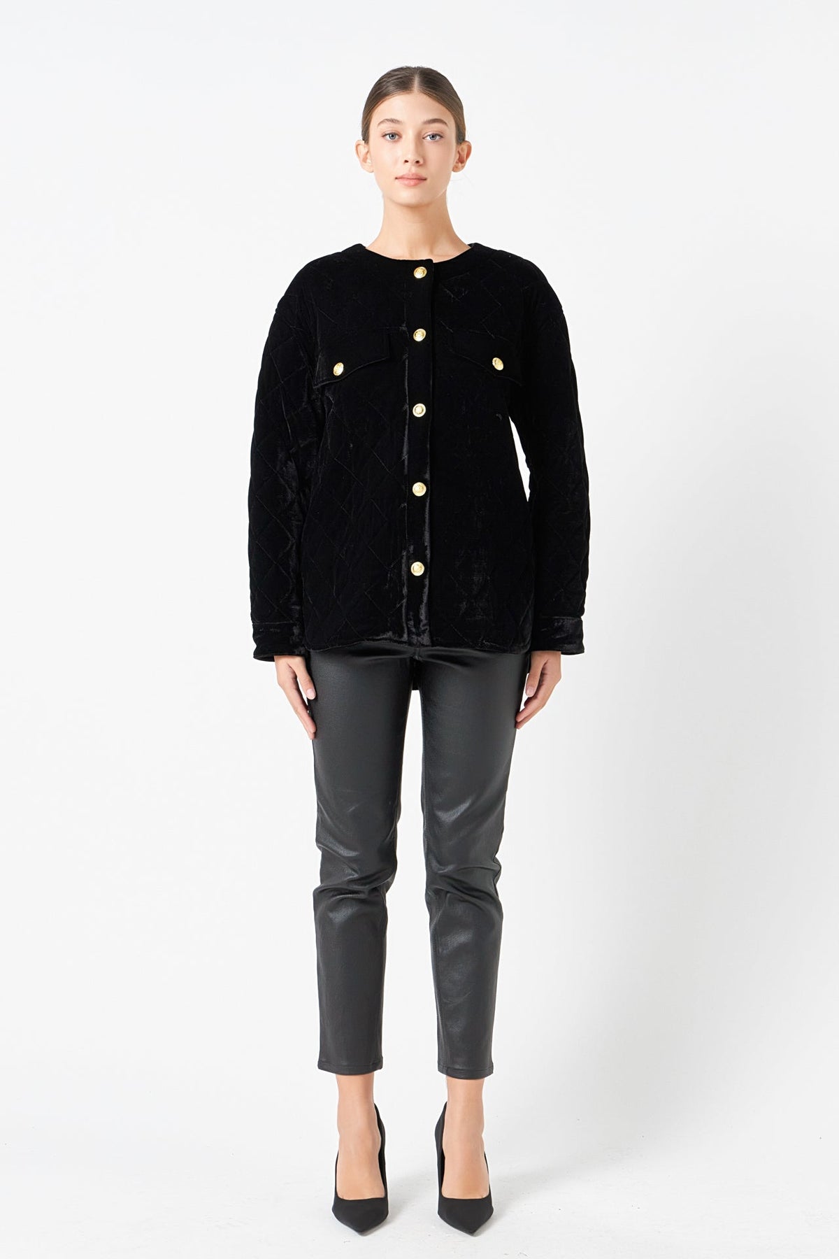 ENDLESS ROSE - Premium Oversized Quilted Velvet Jacket - JACKETS available at Objectrare