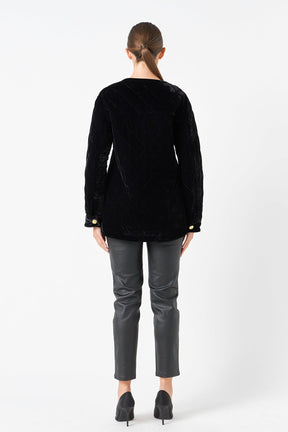 ENDLESS ROSE - Premium Oversized Quilted Velvet Jacket - JACKETS available at Objectrare