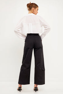 ENGLISH FACTORY - High-Waisted Wide Leg Cargo Pants - PANTS available at Objectrare