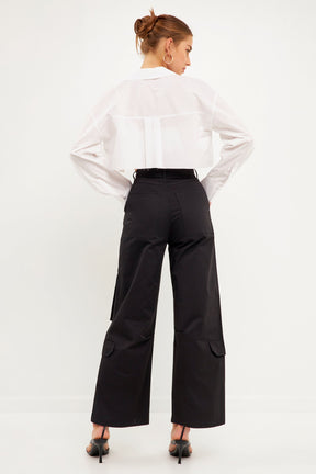 ENGLISH FACTORY - English Factory - High-Waisted Wide Leg Cargo Pants - PANTS available at Objectrare