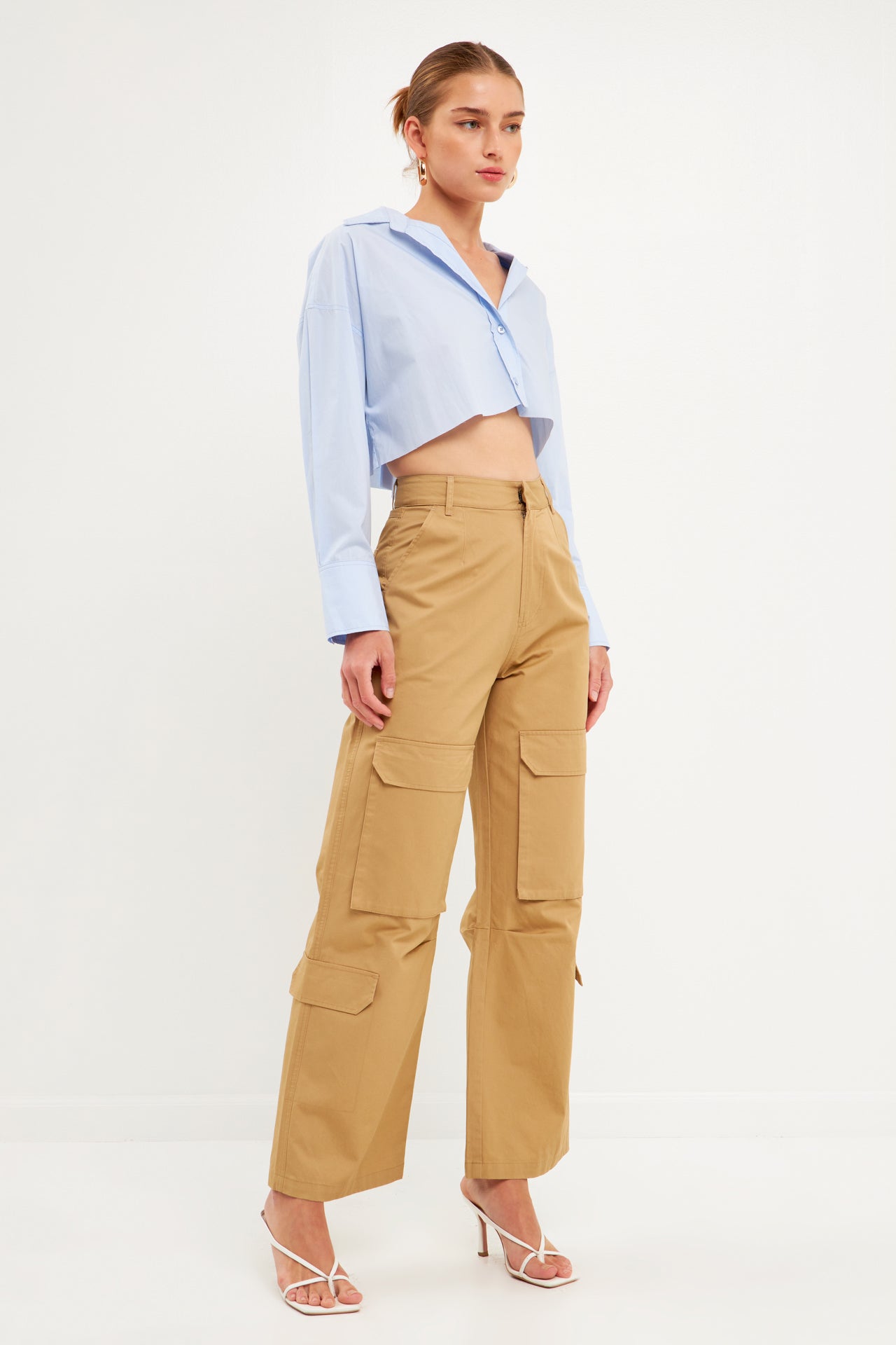 ENGLISH FACTORY - English Factory - High-Waisted Wide Leg Cargo Pants - PANTS available at Objectrare