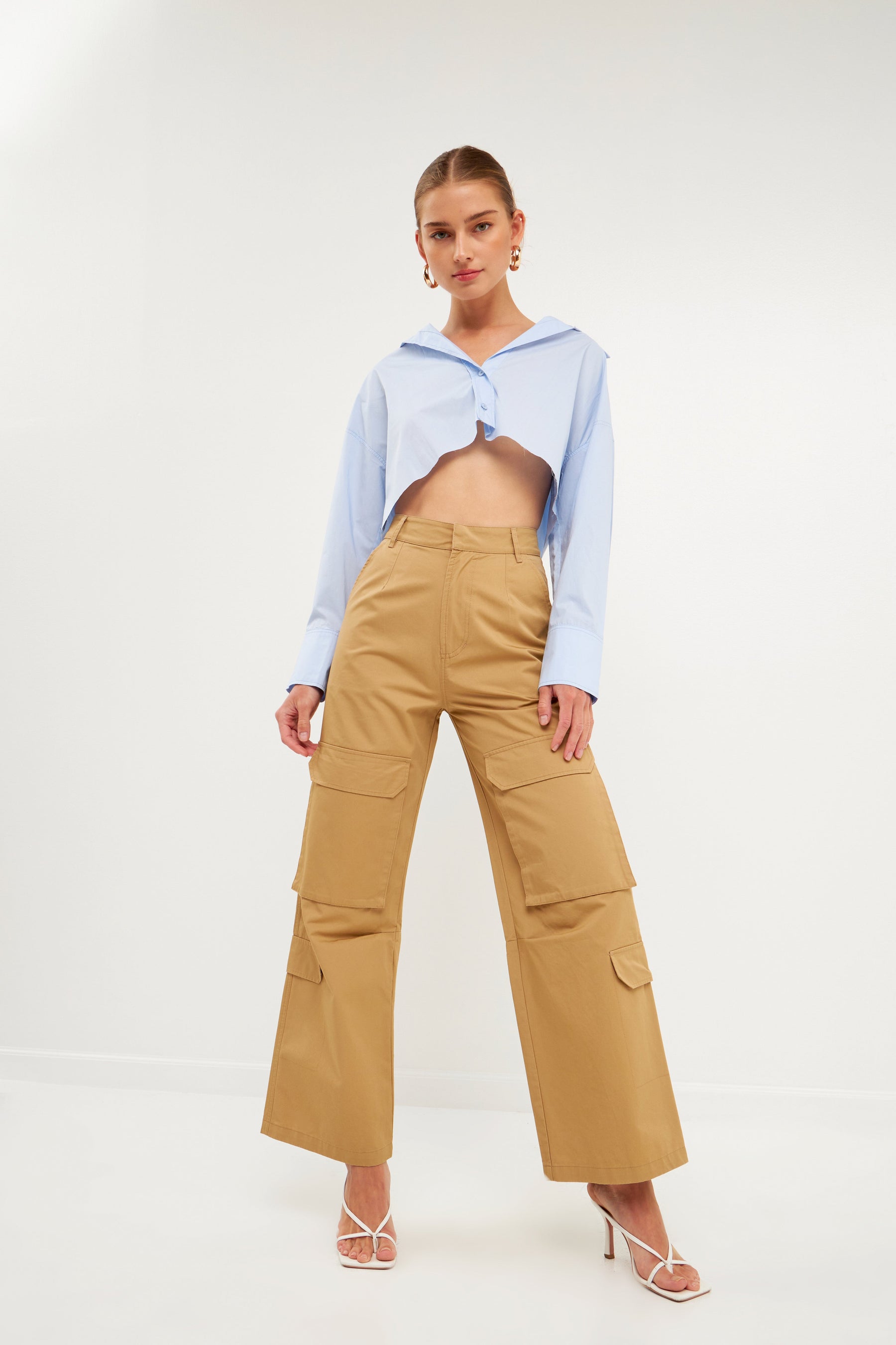 ENGLISH FACTORY - English Factory - High-Waisted Wide Leg Cargo Pants - PANTS available at Objectrare