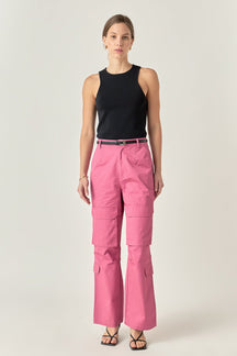 ENGLISH FACTORY - English Factory - High-Waisted Wide Leg Cargo Pants - PANTS available at Objectrare