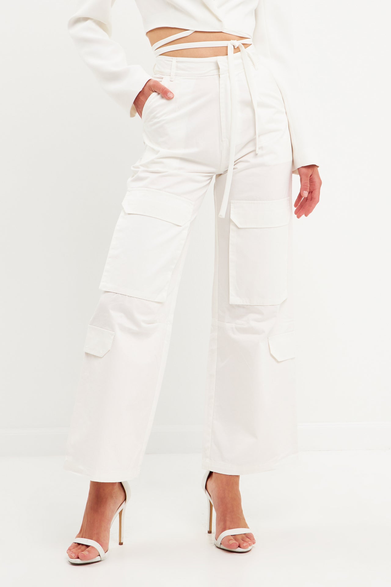 ENGLISH FACTORY - English Factory - High-Waisted Wide Leg Cargo Pants - PANTS available at Objectrare