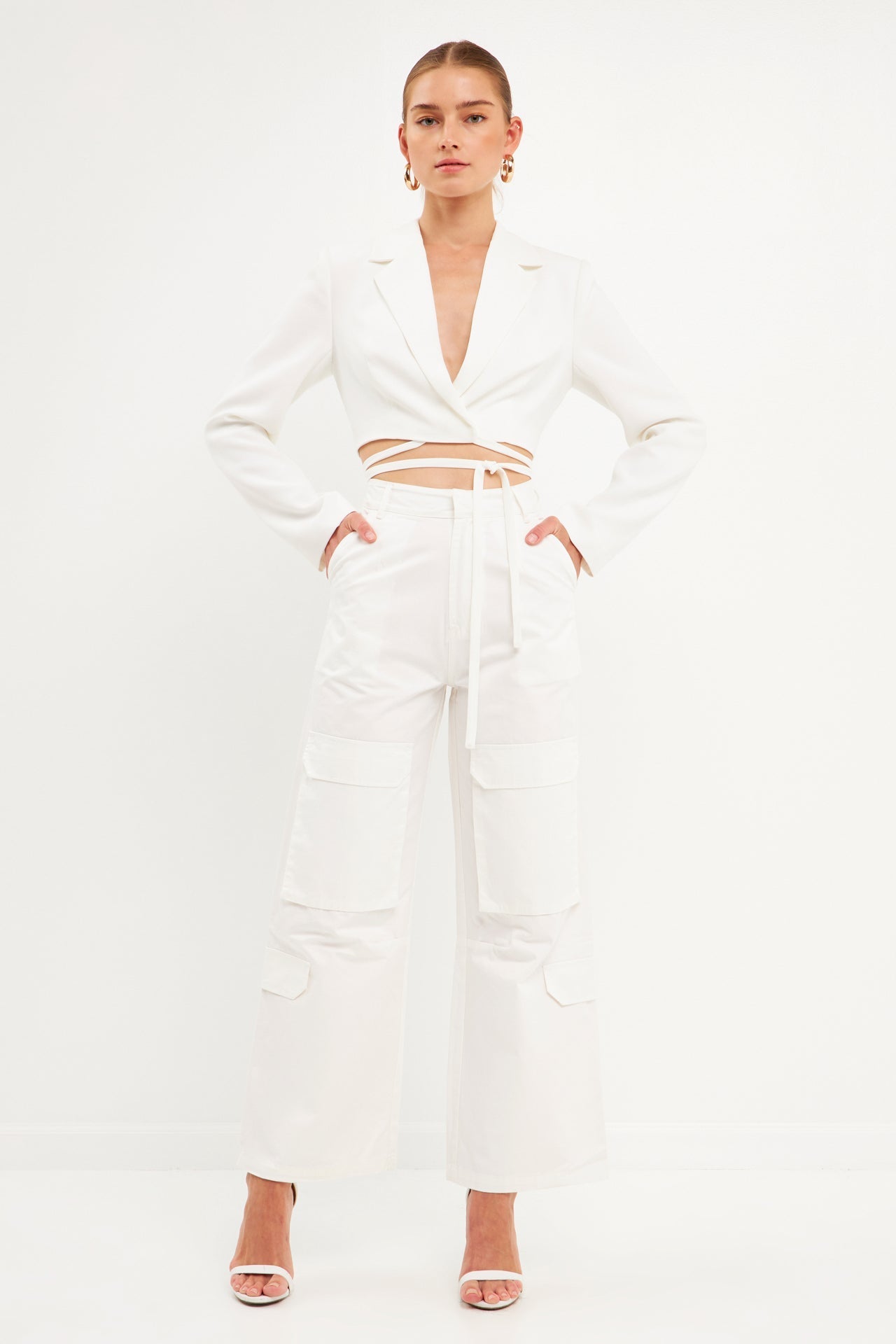 ENGLISH FACTORY - English Factory - High-Waisted Wide Leg Cargo Pants - PANTS available at Objectrare