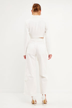 ENGLISH FACTORY - English Factory - High-Waisted Wide Leg Cargo Pants - PANTS available at Objectrare