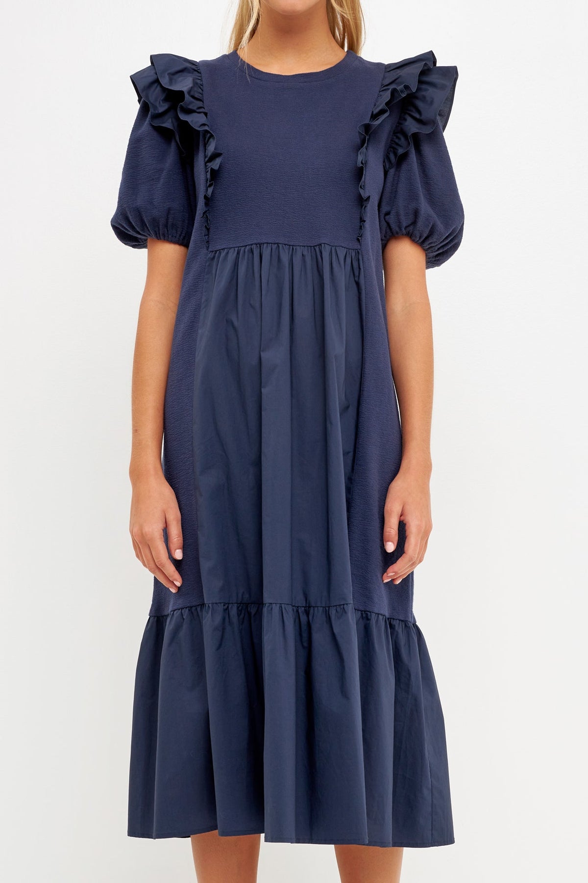 ENGLISH FACTORY - Mixed Media Midi Dress - DRESSES available at Objectrare