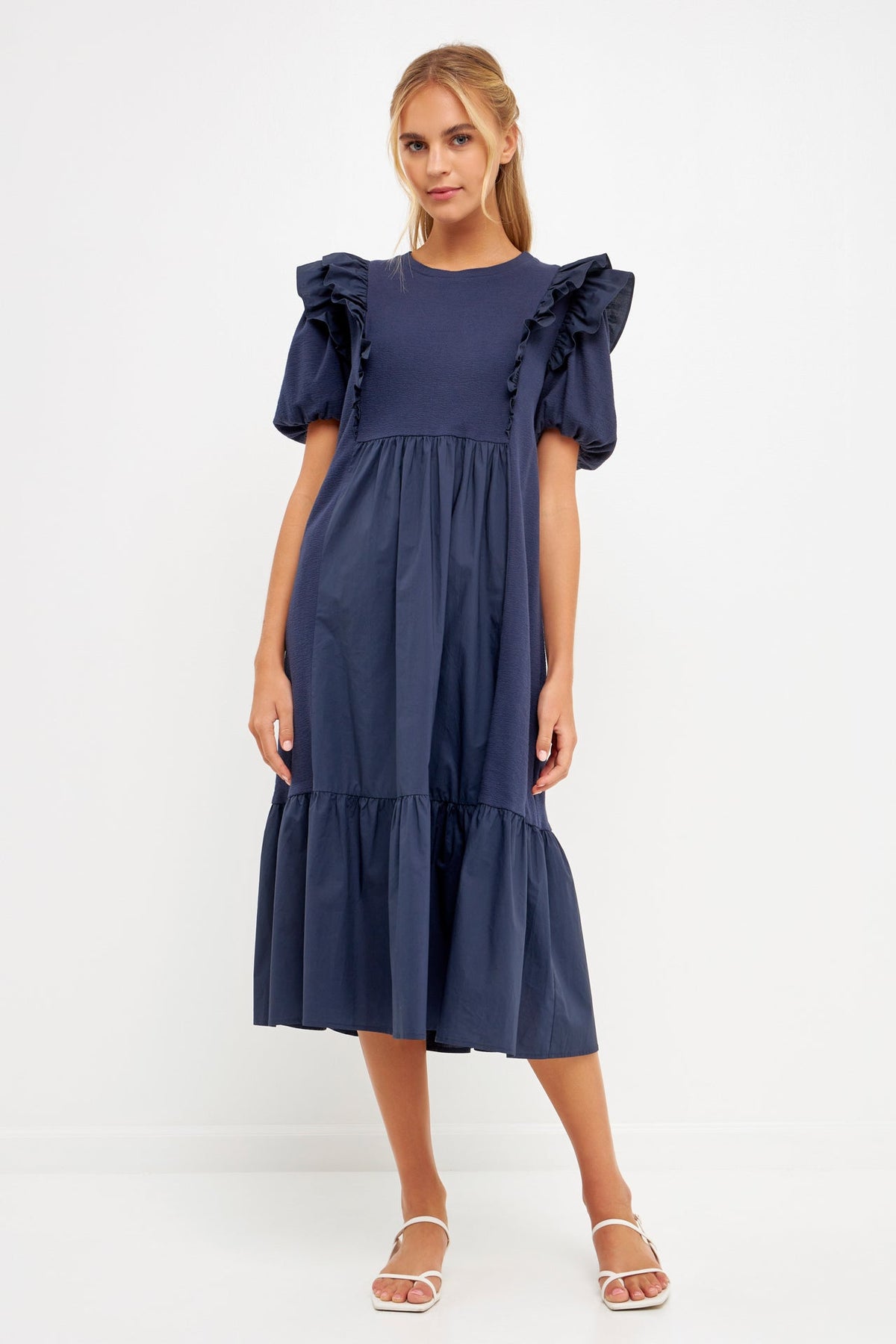 ENGLISH FACTORY - Mixed Media Midi Dress - DRESSES available at Objectrare