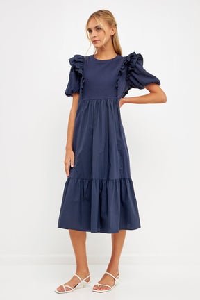 ENGLISH FACTORY - Mixed Media Midi Dress - DRESSES available at Objectrare