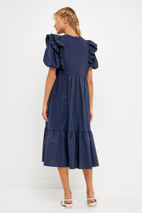ENGLISH FACTORY - Mixed Media Midi Dress - DRESSES available at Objectrare