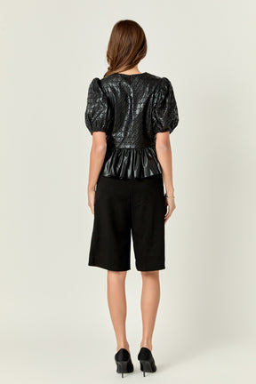 ENGLISH FACTORY - English Factory - Faux Leather Peplum Top - TOPS available at Objectrare