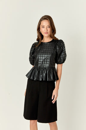 ENGLISH FACTORY - English Factory - Faux Leather Peplum Top - TOPS available at Objectrare