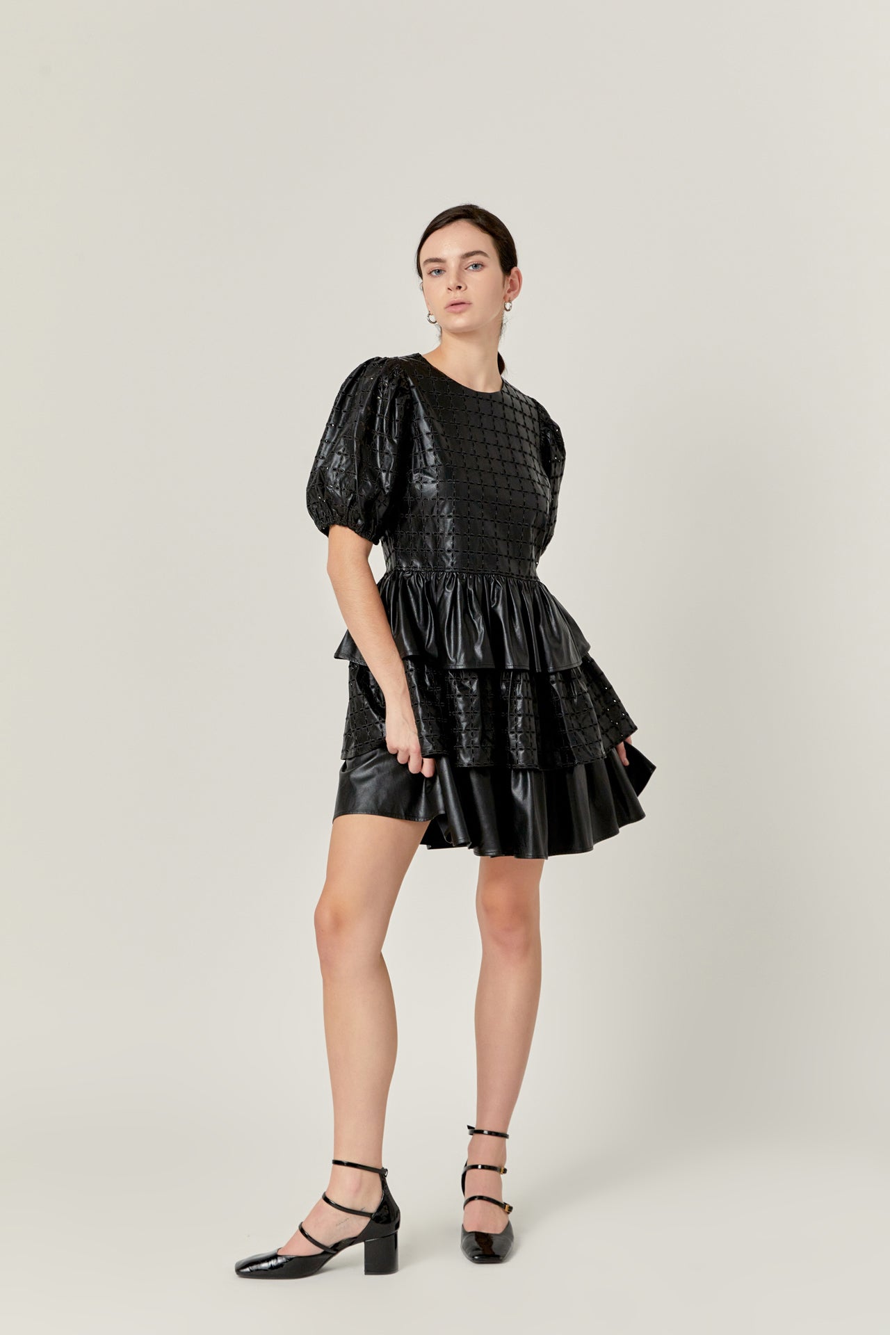 ENGLISH FACTORY - Faux Leather Mini Dress - TOPS available at Objectrare