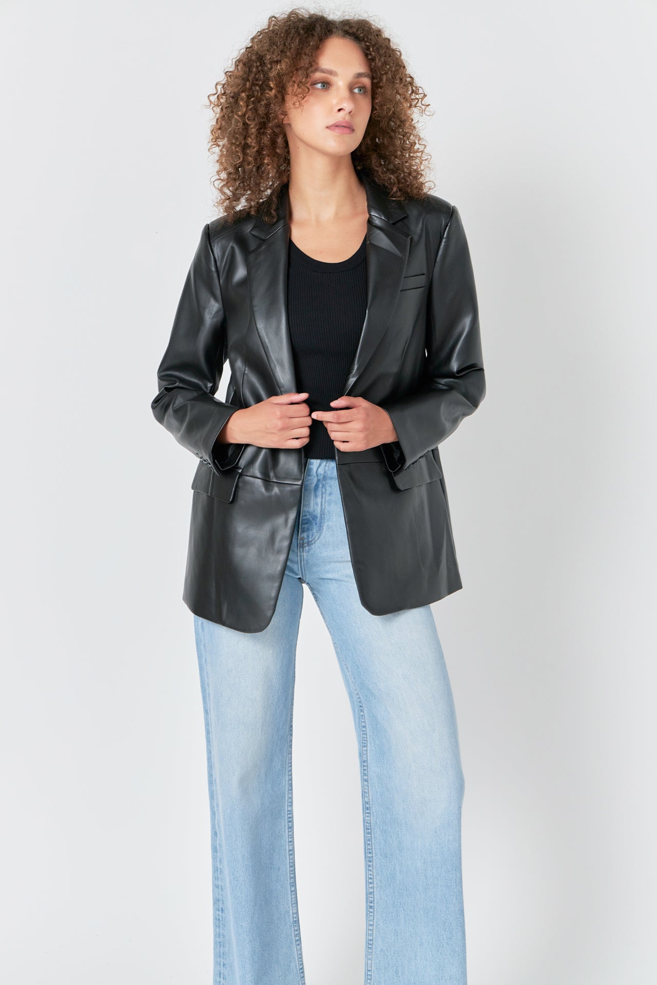 ENDLESS ROSE - Faux Leather Blazer - BLAZERS available at Objectrare