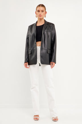 ENDLESS ROSE - Faux Leather Blazer - BLAZERS available at Objectrare
