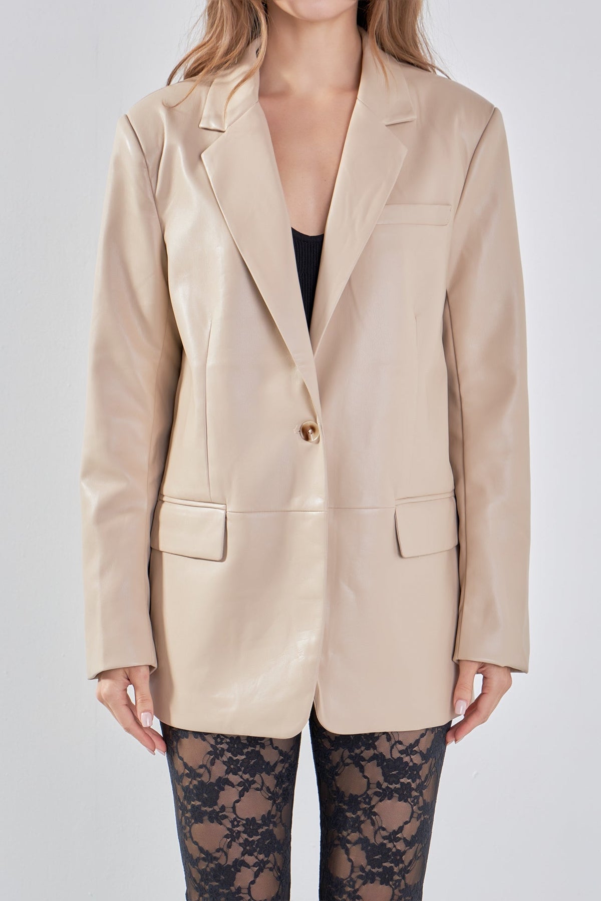 ENDLESS ROSE - Faux Leather Blazer - BLAZERS available at Objectrare