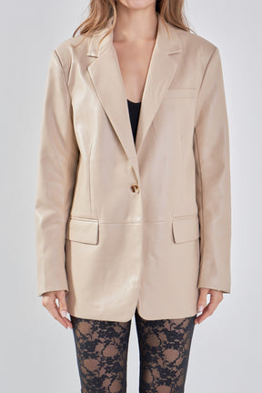 ENDLESS ROSE - Faux Leather Blazer - BLAZERS available at Objectrare