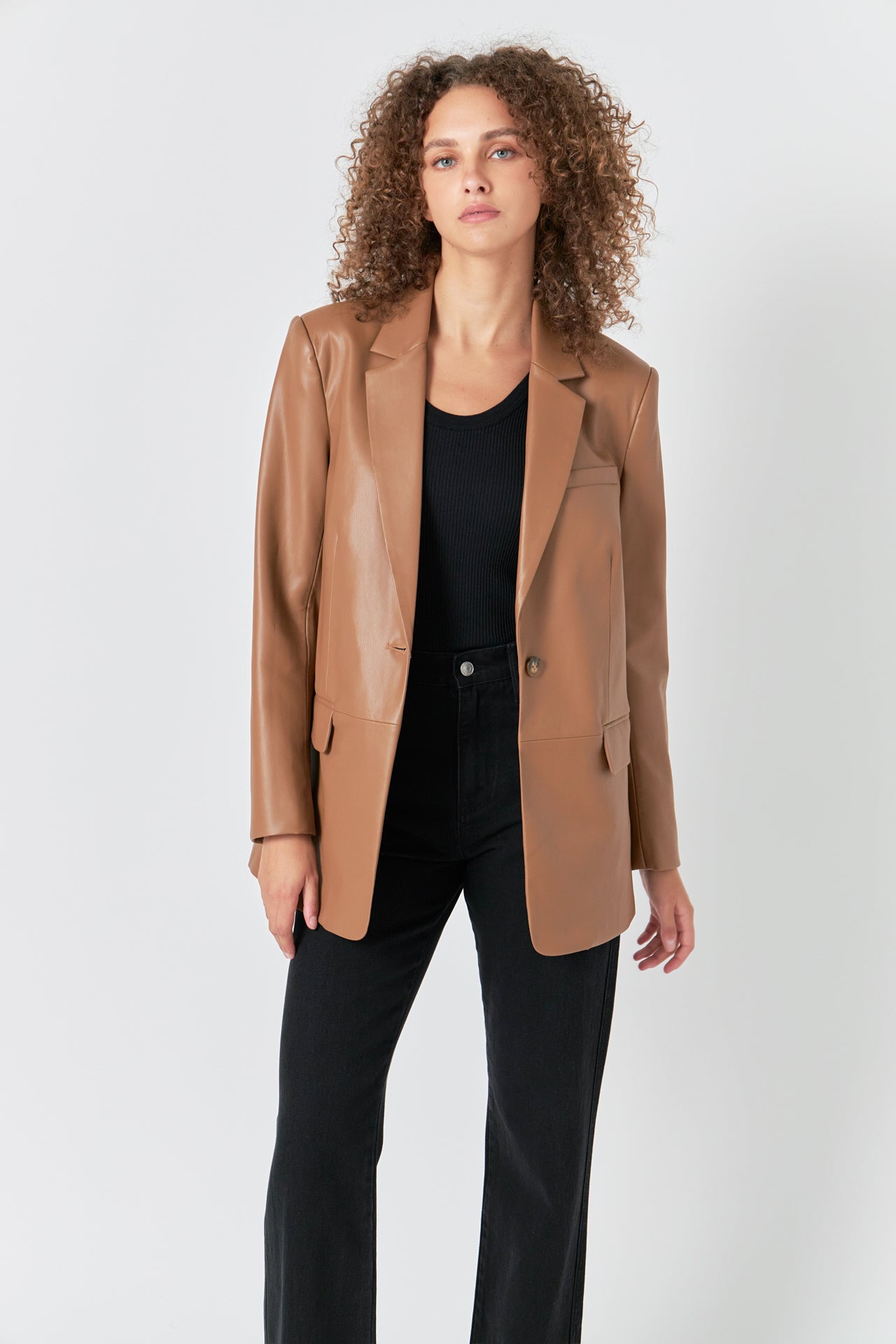 ENDLESS ROSE - Endless Rose - Faux Leather Blazer - BLAZERS available at Objectrare