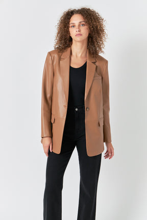 ENDLESS ROSE - Faux Leather Blazer - BLAZERS available at Objectrare