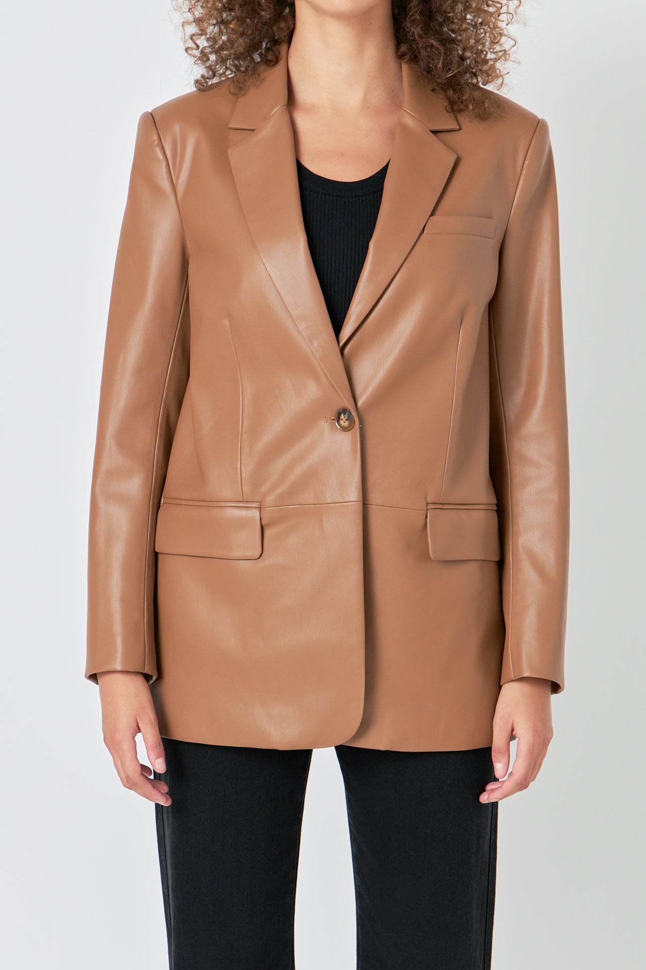 ENDLESS ROSE - Faux Leather Blazer - BLAZERS available at Objectrare