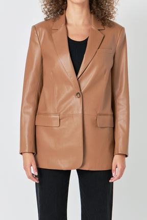 ENDLESS ROSE - Faux Leather Blazer - BLAZERS available at Objectrare