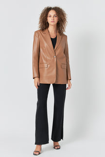 ENDLESS ROSE - Faux Leather Blazer - BLAZERS available at Objectrare