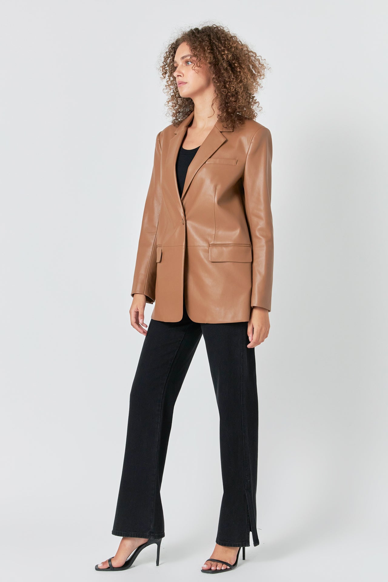 ENDLESS ROSE - Endless Rose - Faux Leather Blazer - BLAZERS available at Objectrare