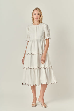 Scalloped Edge Midi Dress